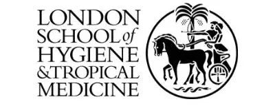 Logo of London School of Hygiene & Tropical Medicine with text and emblem on a white background